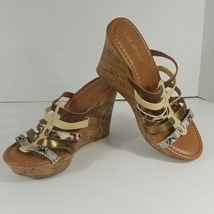 LANE BRYANT ANIMAL PRINT STRAPPY WEDGE SIZE 9W
